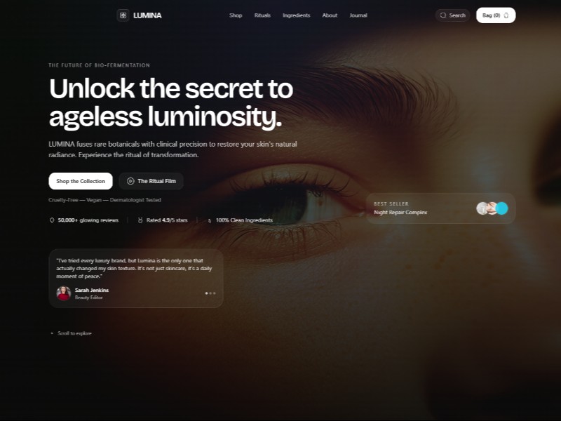 Preview for Luxury Skincare E-commerce Landing Page Template