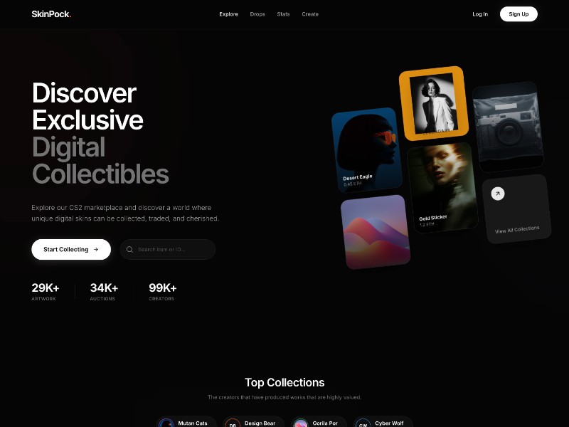 Preview for SkinPock Digital Collectibles Landing Page Template