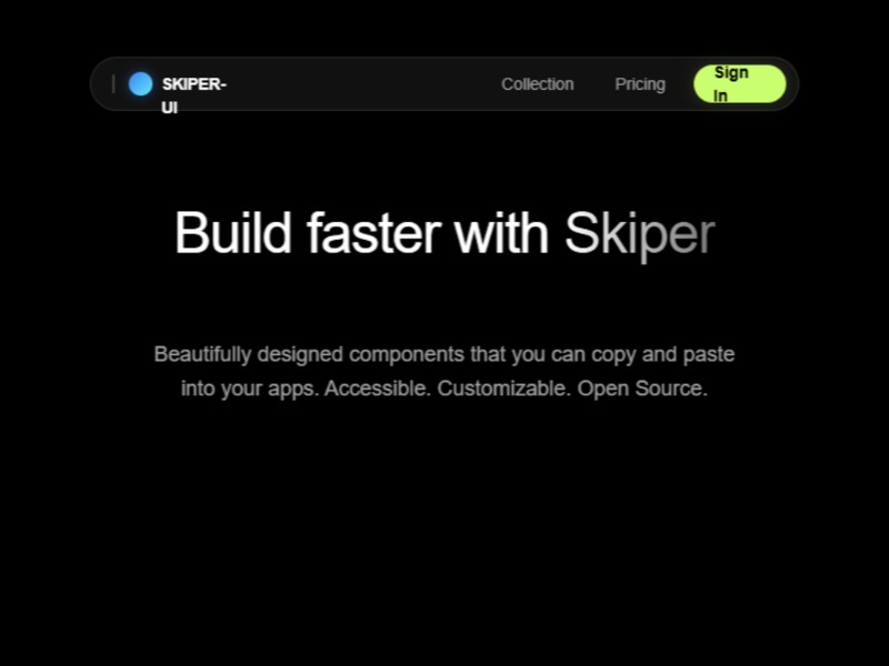 Preview for Skiper-UI Navbar Component Template