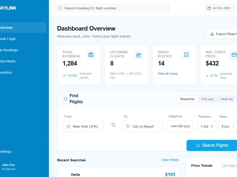 Preview for SkyLink Flight Dashboard UI Template