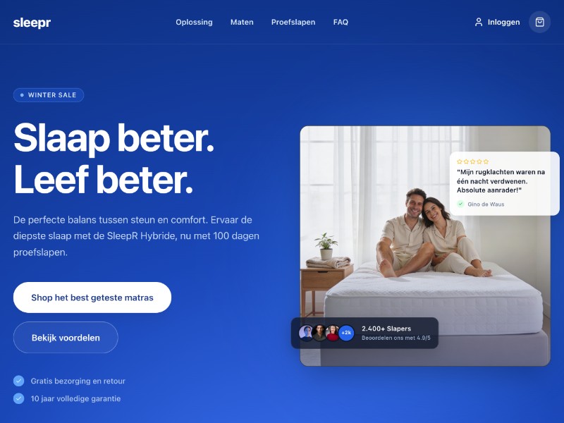 Preview for SleepR Mattress Landing Page Template