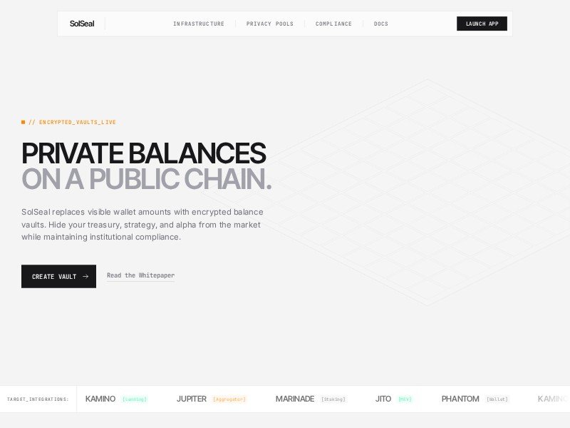 Preview for SolSeal DeFi Privacy Landing Page Template