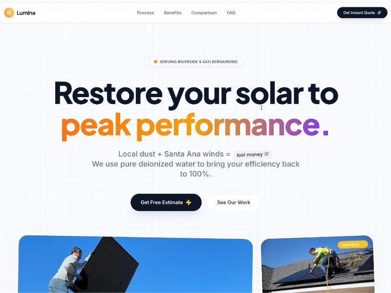 Preview for Solar Panel Cleaning Landing Page Template