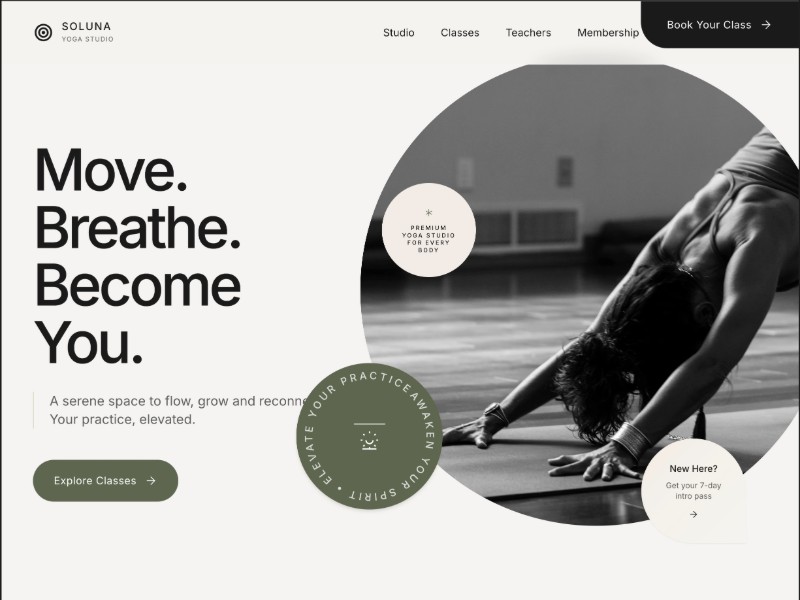 Preview for Soluna Yoga Studio Landing Page Template