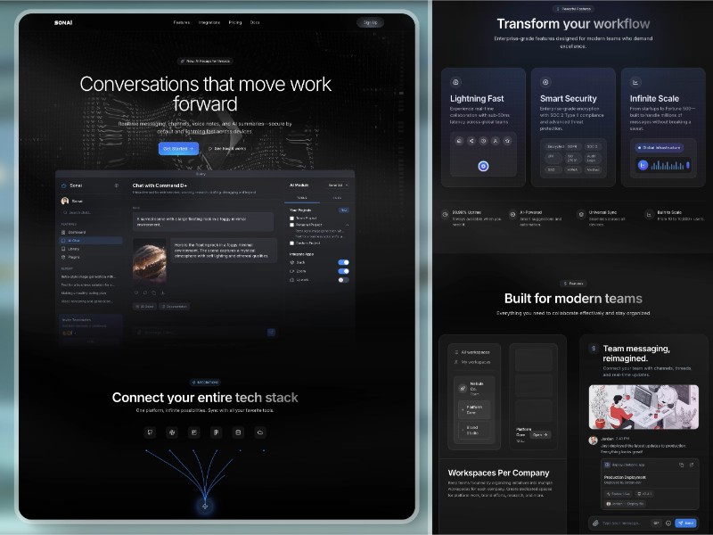 Preview for ChatSync Team Collaboration Landing Page Template