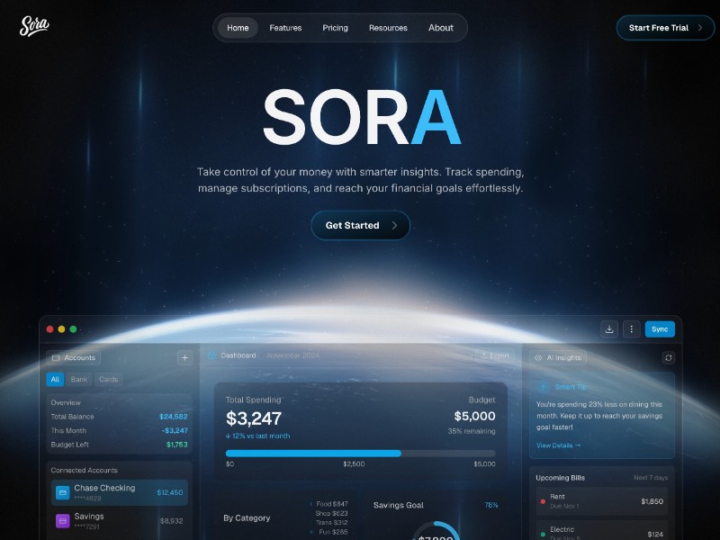Preview for FinanceFlow Smart Budget Assistant Landing Page Template