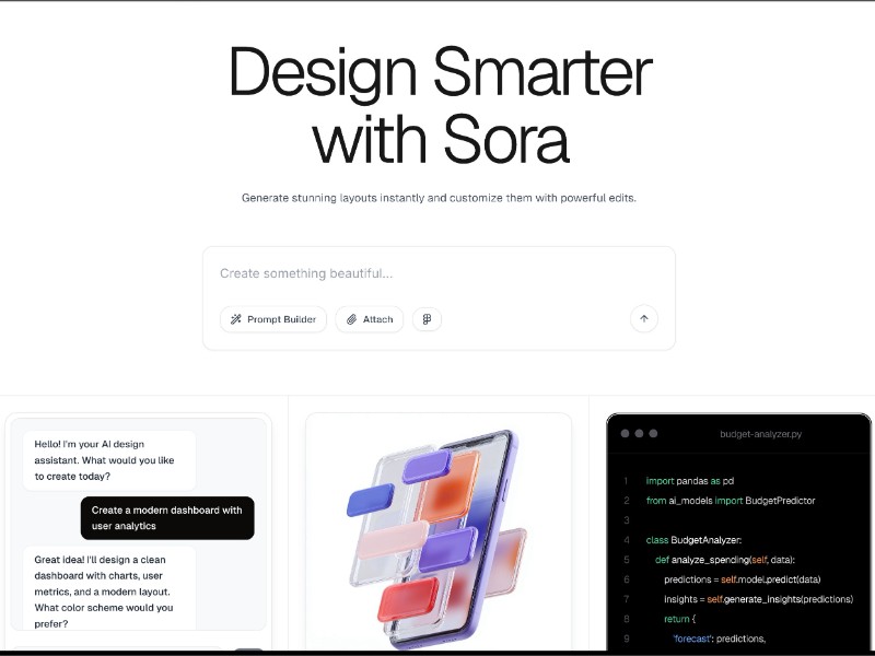 Preview for SORA AI UI Design Landing Page Template