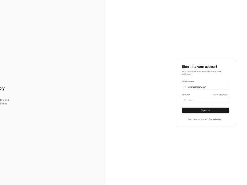 Preview for Sourcing Login Page Template