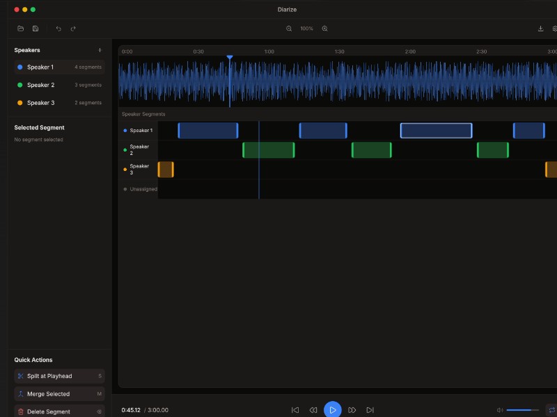 Preview for Speech Diarization App UI Template