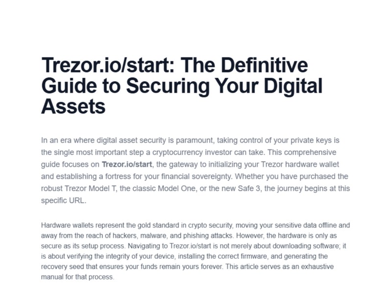 Preview for Trézor.io/start — Begin Your Wallet Setup | TreZor® Official