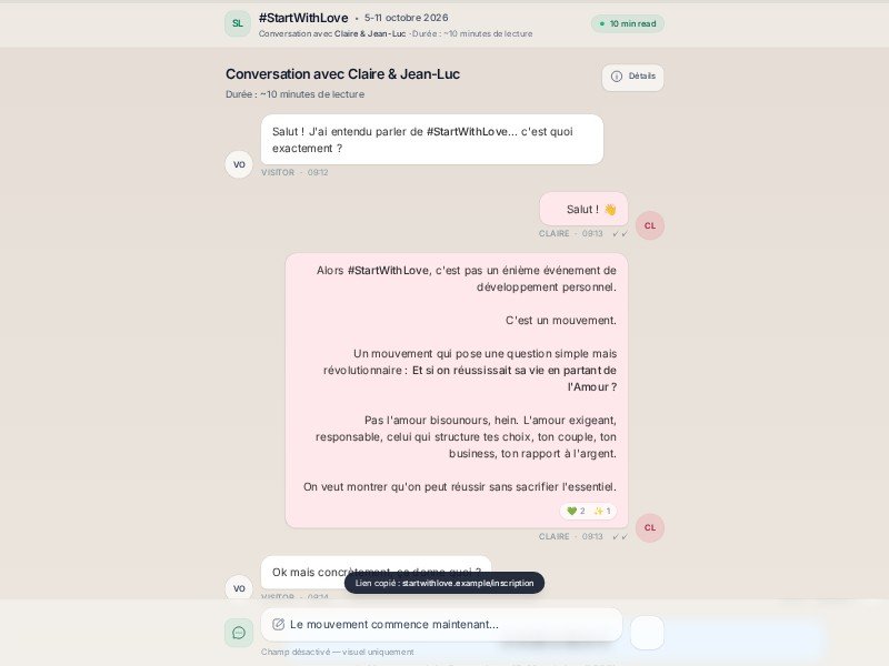 Preview for #StartWithLove Conversation Landing Page Template