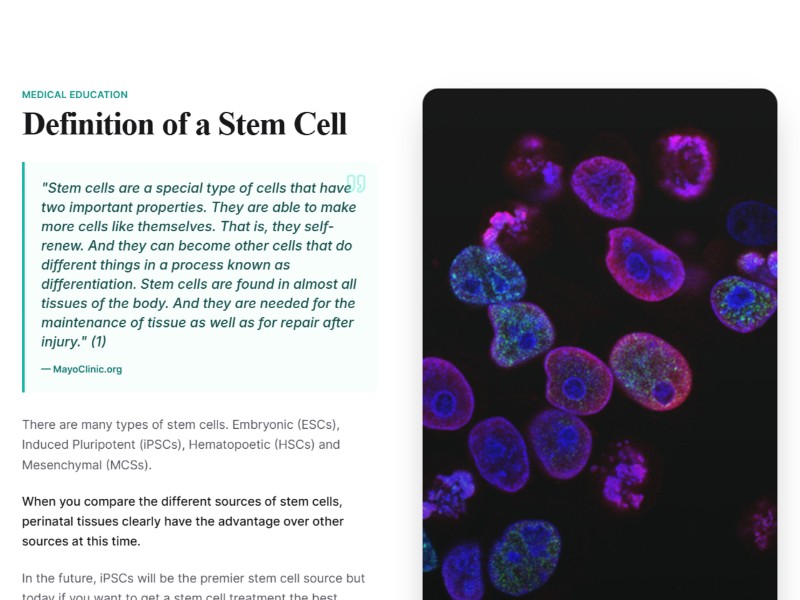 Preview for Stem Cell Education Landing Page Template