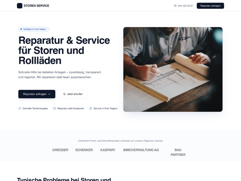 Preview for Storen Reparatur Landing Page Template