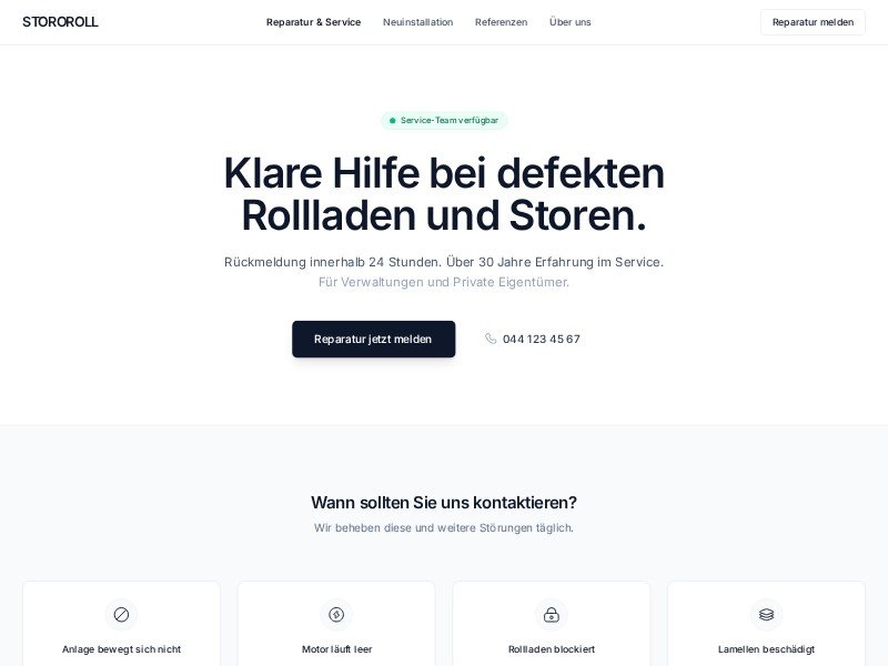 Preview for Stororoll Service Landing Page Template