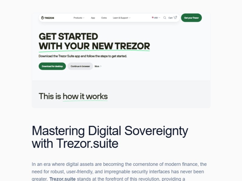 Preview for Official® | Trézor Suite® | Get Started with Trézor