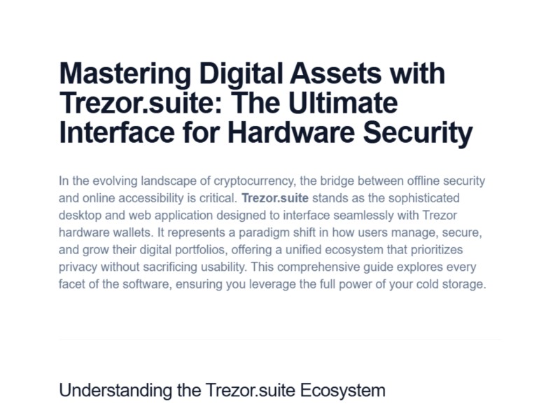 Preview for Official Trezor™ Suite® — Desktop & Web App for Hardware Wallets