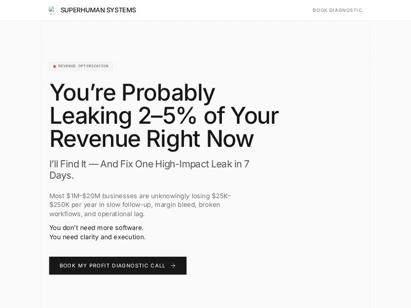 Preview for Business Revenue and Operational Accelerator | Superhuman Systems