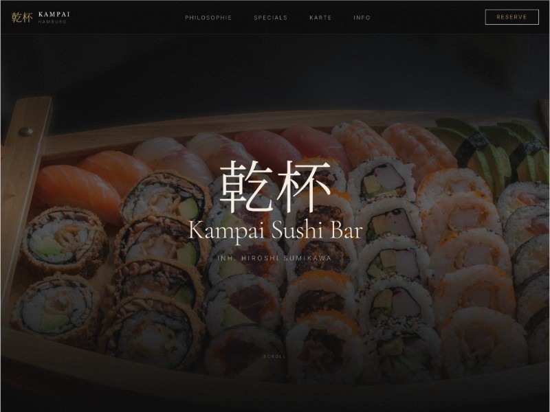 Preview for Kampai Sushi Bar Restaurant Landing Page Template