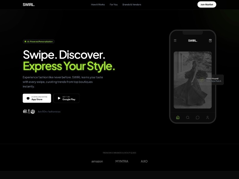 Preview for AI Fashion App Landing Page Template