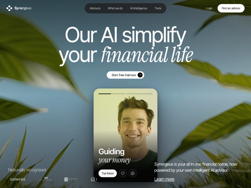 Preview for Synergeus AI Fintech Landing Page Template