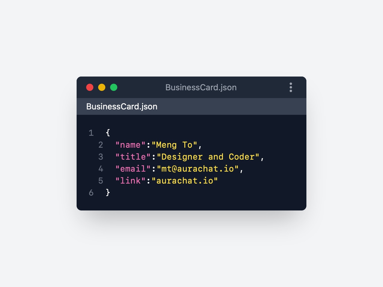 Preview for Code Editor Styled Business Card