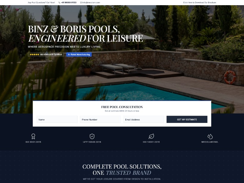 Preview for Luxury Swimming Pool Landing Page Template