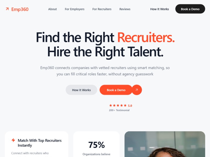 Preview for Emp360 Recruiter Matching Hero Section Template