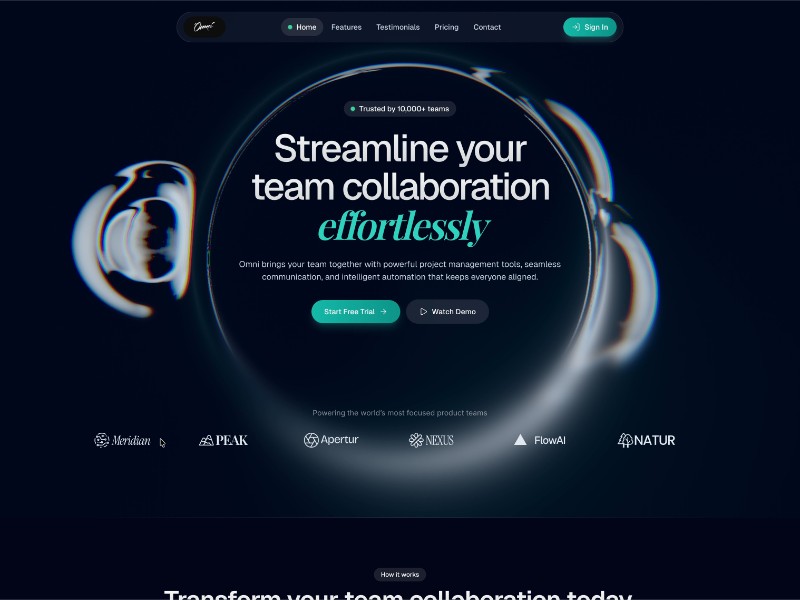 Preview for Omni Team Collaboration Landing Page Template