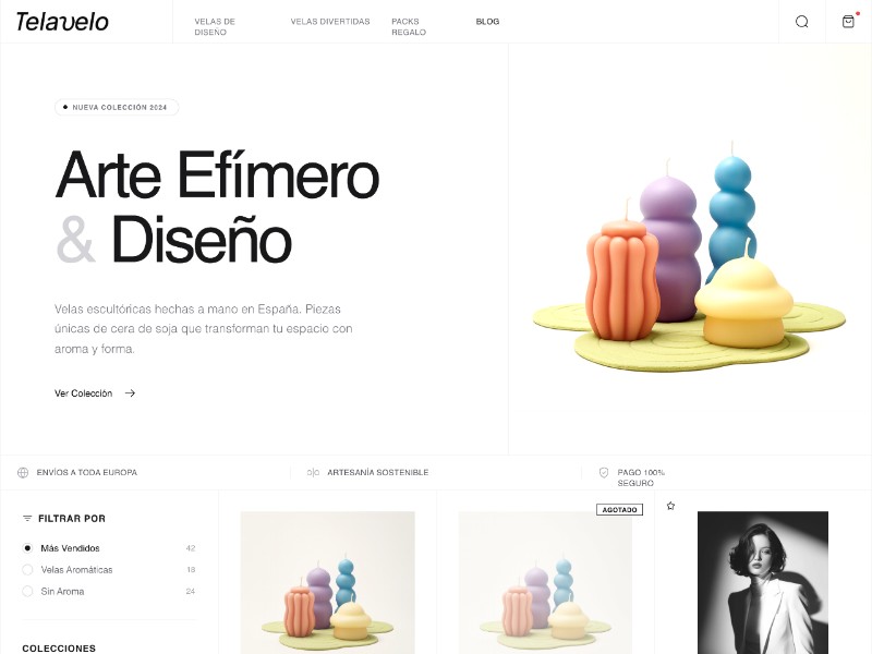 Preview for Artisanal Candle E-commerce Landing Page Template