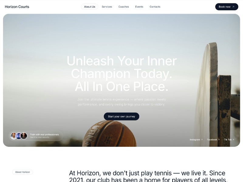 Preview for Tennis Club Landing Page Template