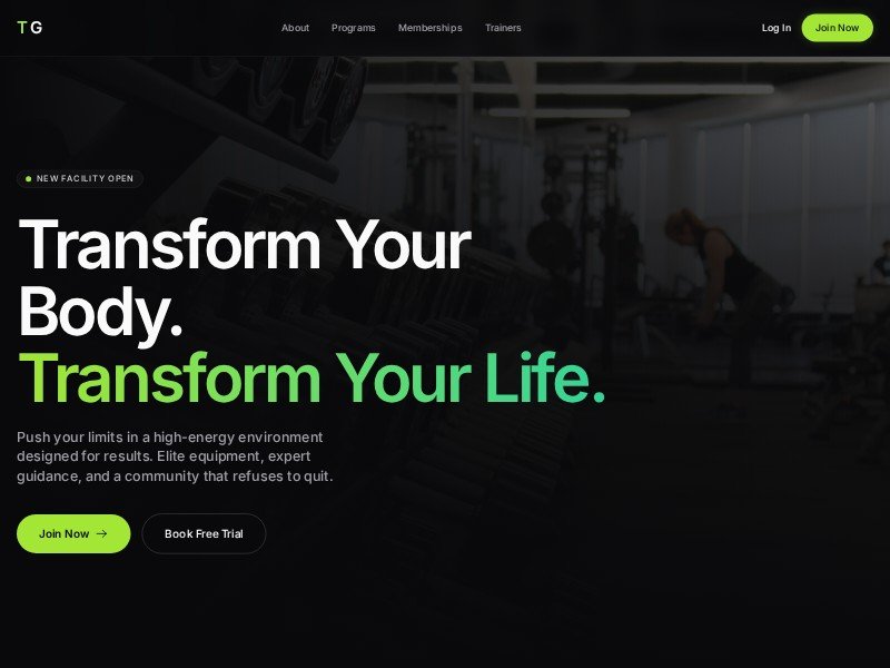 Preview for Gym & Fitness Landing Page Template