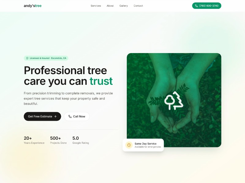 Preview for Tree Service Landing Page Template