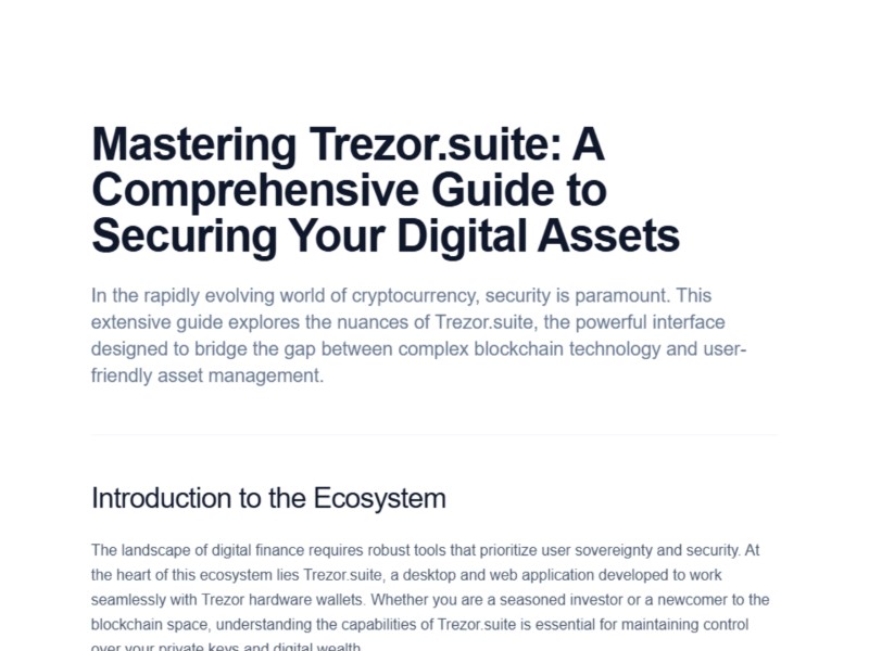 Preview for Official Trezor™ Suite — Desktop & Web App for Hardware Wallets