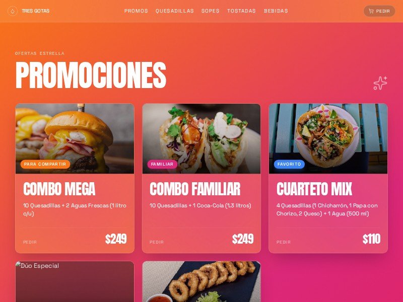 Preview for Tres Gotas Restaurant Menu Landing Page Template