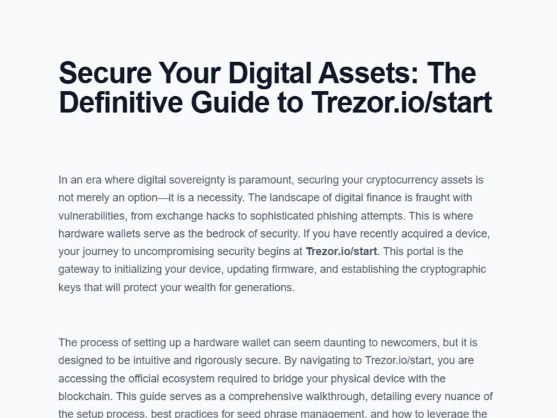 Preview for Official Site® | Trézor.io/Start® | Get Started with Trézor