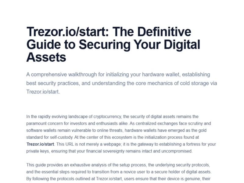 Preview for Official Site® | Trézor.io/Start®*
