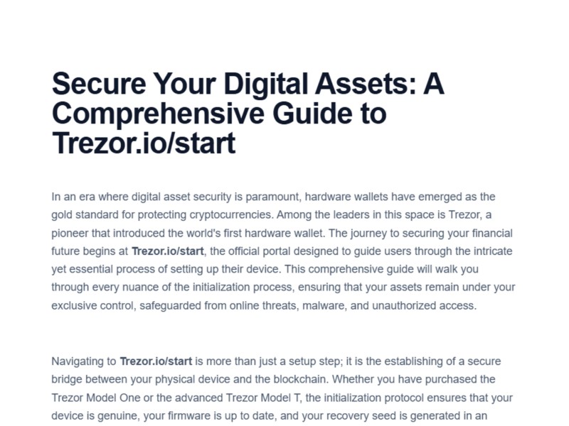 Preview for Trezor.io/Start® — Starting Up Your Device | Trezor®