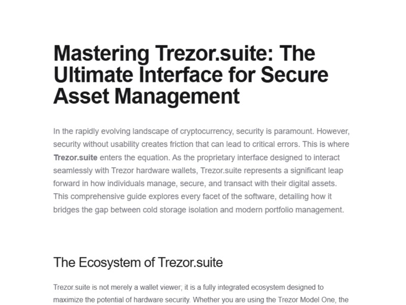 Preview for Trezor Suite | The Easy Way to Manage Crypto with Trezor®
