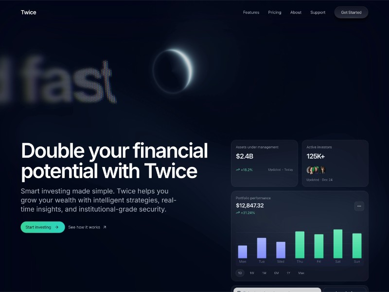 Preview for Twice Financial Investing Landing Page Template