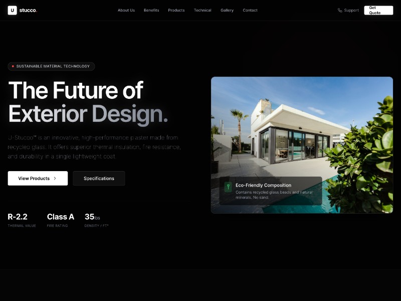 Preview for U-Stucco Building Material Landing Page Template
