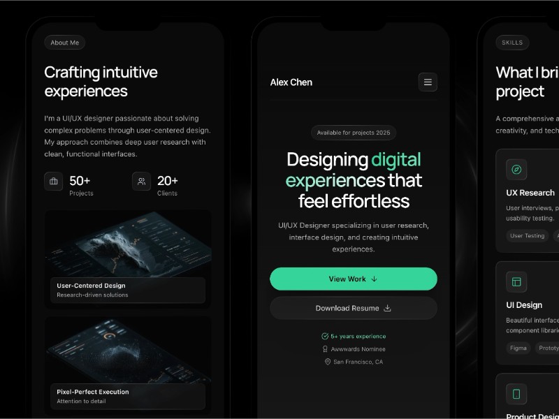 Preview for UI/UX Designer Portfolio Landing Page Template