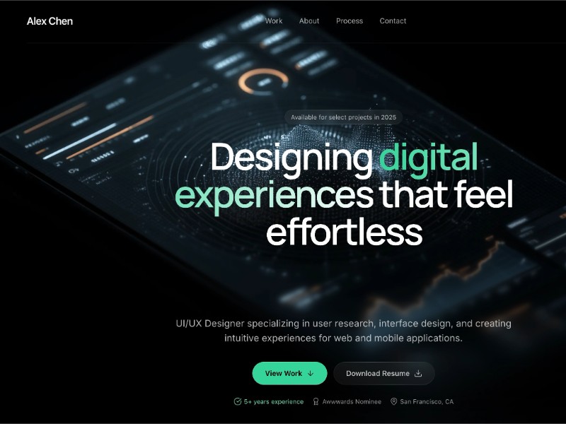 Preview for UI/UX Designer Portfolio Template