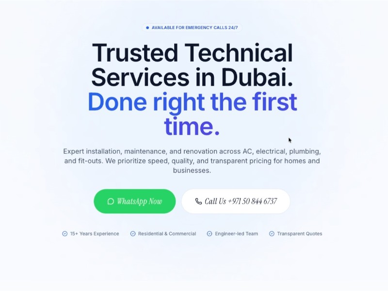 Preview for Technical Services in Dubai | AC, Electrical, Plumbing | V-Expert