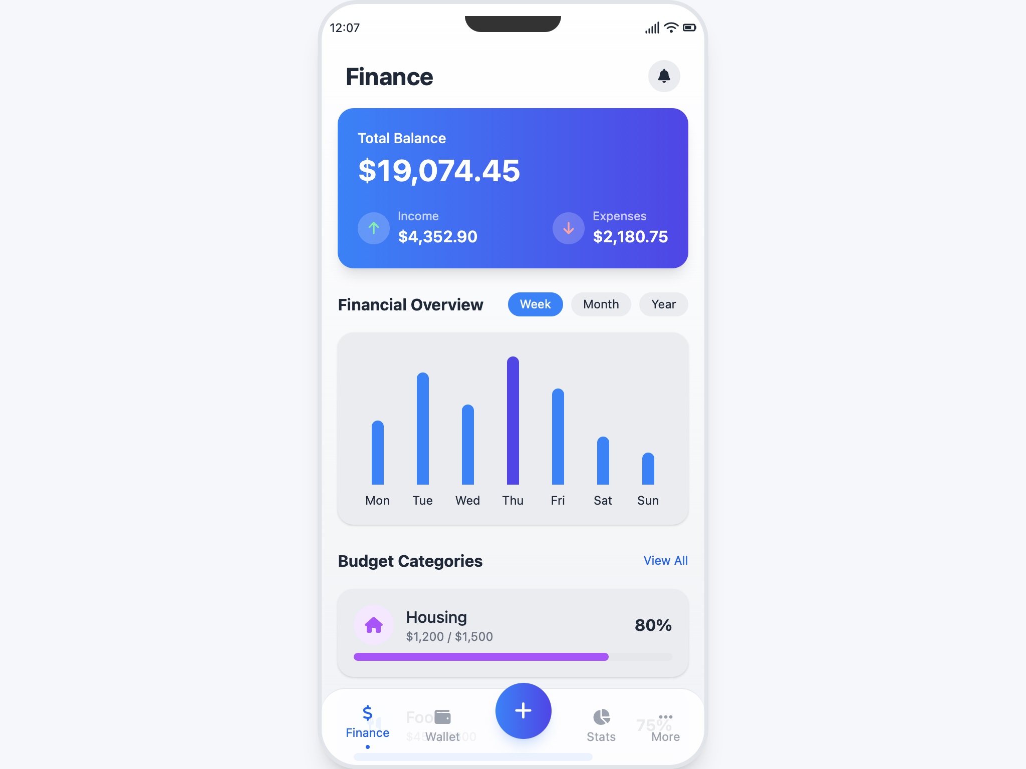 Preview for Finance Dashboard Mobile UI