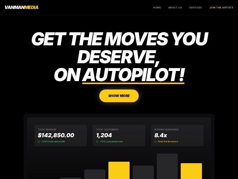 Preview for VanMan Media Marketing Agency Landing Page Template