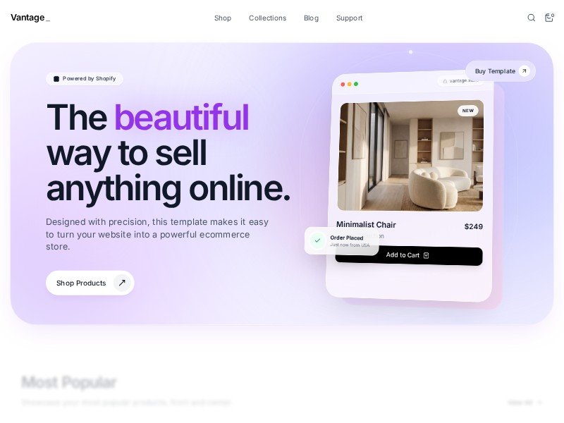 Preview for Vantage Ecommerce Collections Landing Page Template