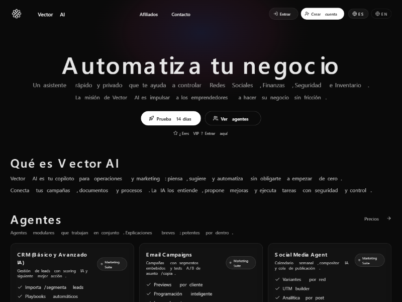 Preview for Vector AI Landing Page