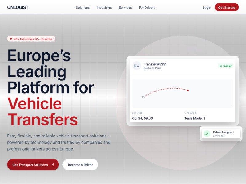 Preview for Vehicle Transfer Platform Landing Page Template