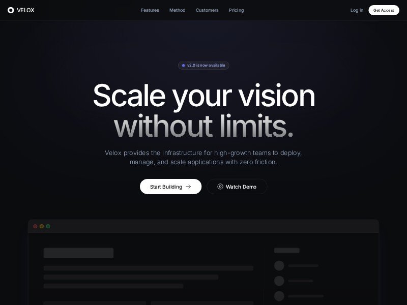 Preview for Velox DevOps Landing Page Template