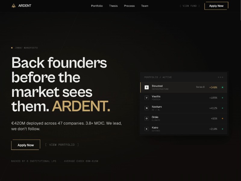 Preview for Venture Capital Landing Page Template